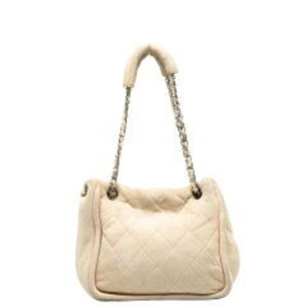 Chanel Tan Tote Matelasse Suede Beige Double Bag Shoulder Chain